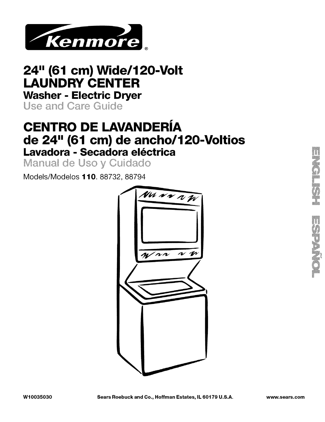 Kenmore 110.88732 manual 24 61 cm Wide/120-Volt, Sears Roebuck and Co., Hoffman Estates, IL 60t 79 U.S.A 