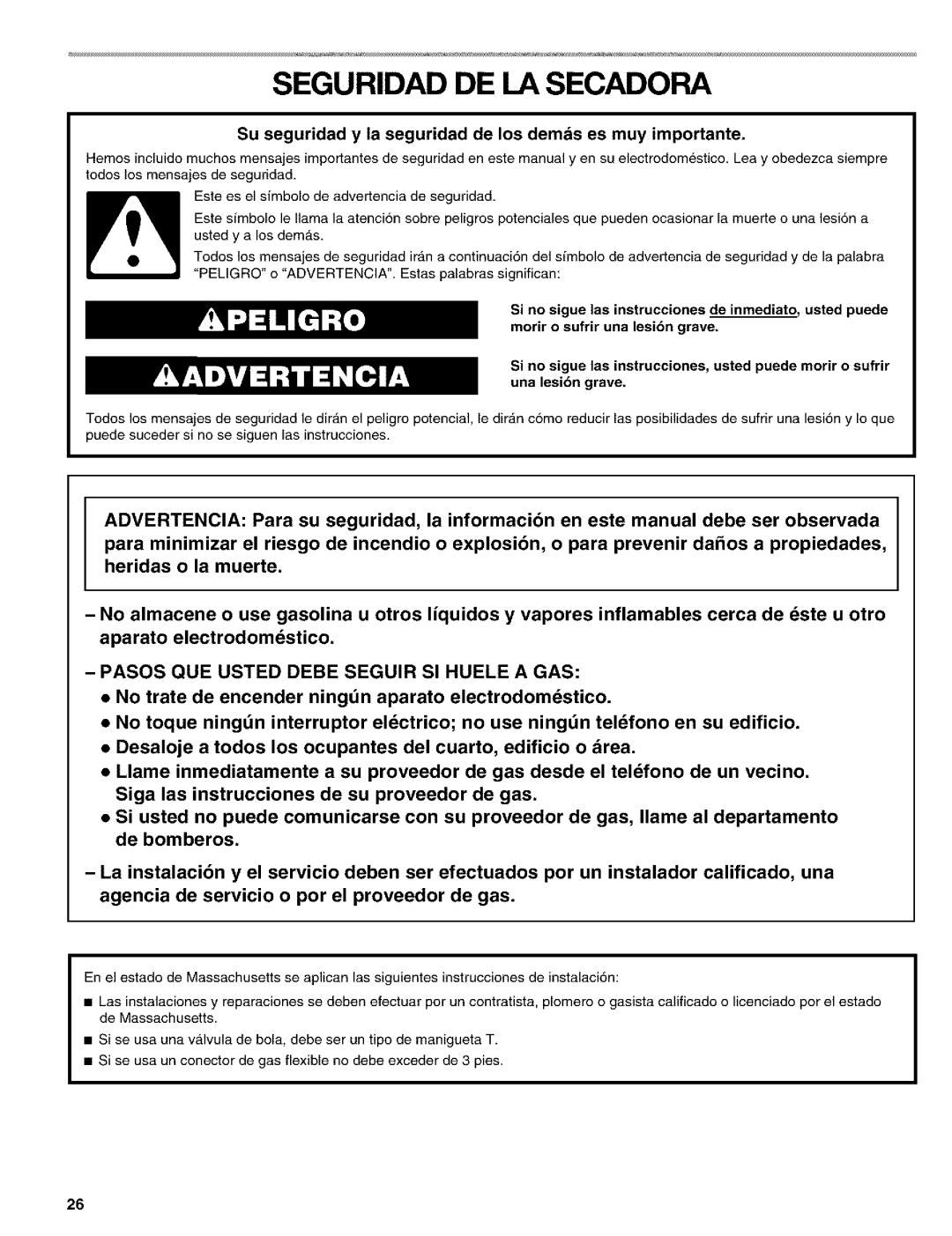 Kenmore 110.9586, 110.9587 manual Seguridad DE LA Secadora, Su seguridad y la seguridad de los demds es muy importante 