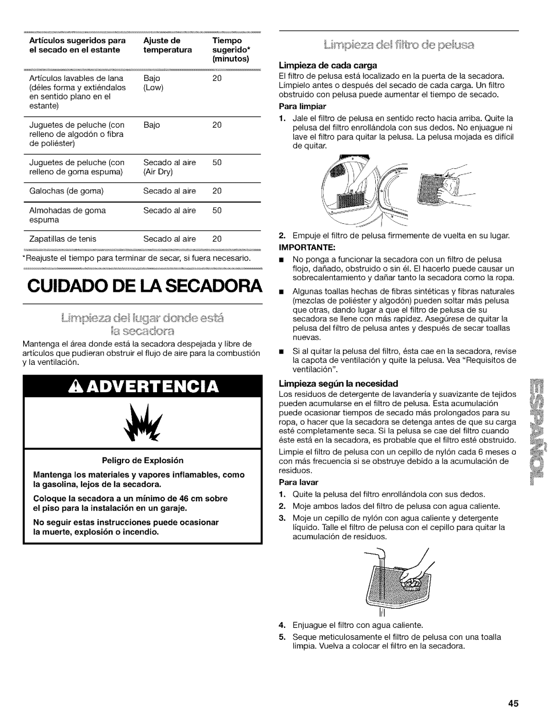 Kenmore 110.9587, 110.9586 manual Importante 