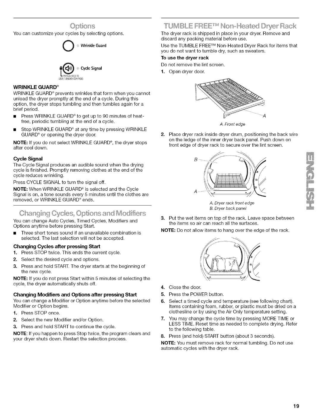 Kenmore 110.9656 manual Wrin KLE Guard 