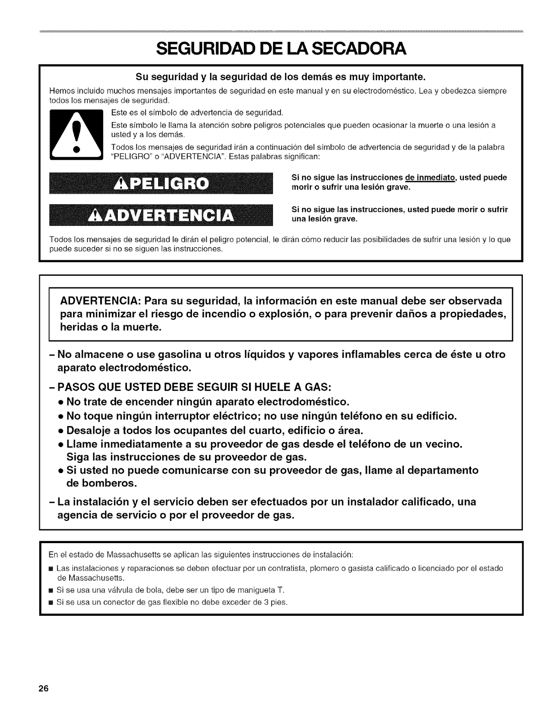 Kenmore 110.9656 manual Seguridad DE LA Secadora, Su seguridad y la seguridad de los demas es muy importante 