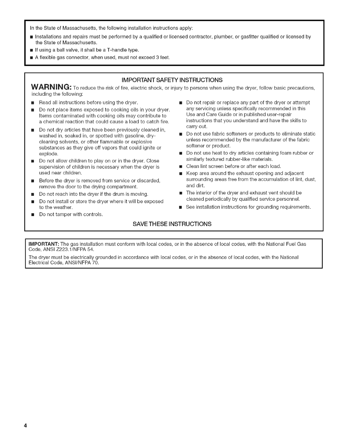 Kenmore 110.9656 manual Safety Instructions 