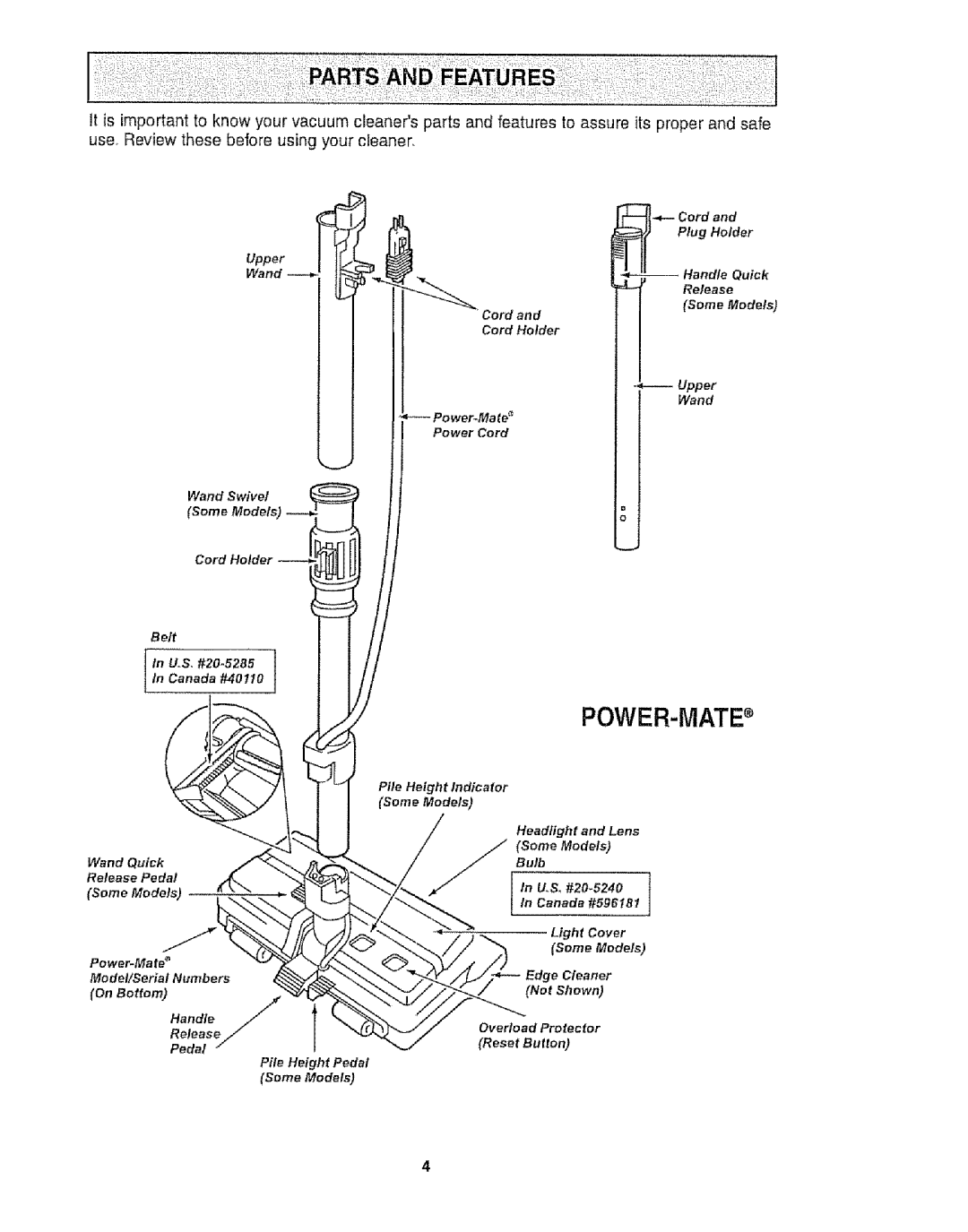 Kenmore 116.20512, 116.21513 owner manual Power-Mate 