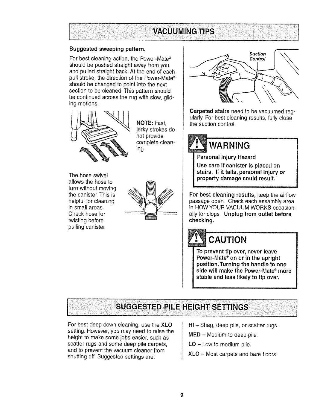 Kenmore 116.21513, 116.20512 owner manual To prevent tip over, never leave 