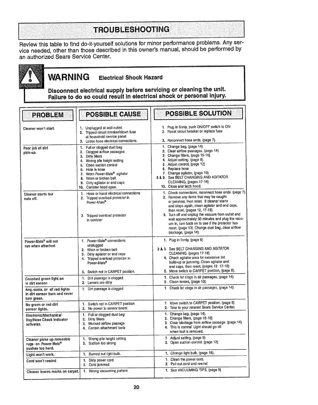 Kenmore 116.22813, 116.22812 owner manual Electrical Shock Hazard, Or persona!,,,,in,jury 