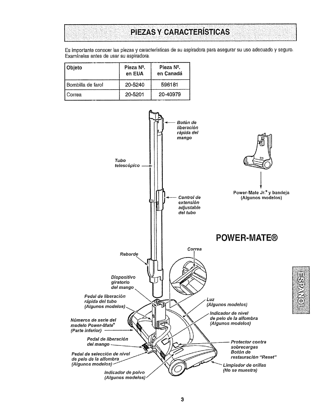 Kenmore 116.22812, 116.22813 owner manual Power-Mate@, Pieza N, En EUA, 20-5240 