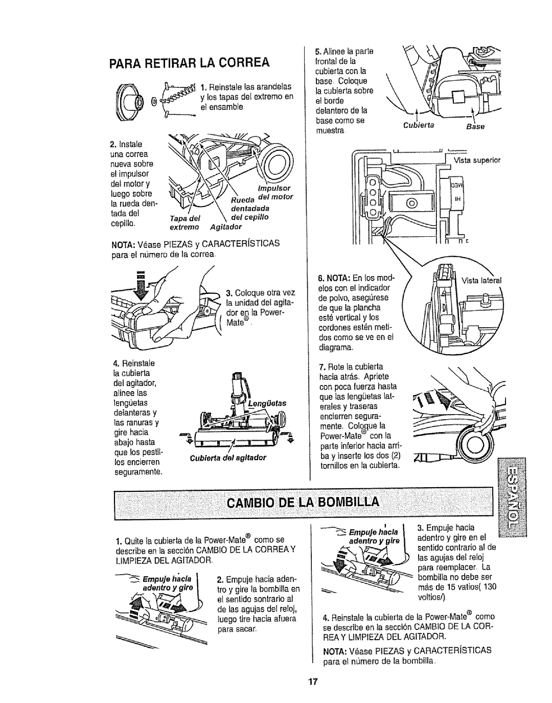 Kenmore 116.22812, 116.22813 owner manual Para Retirar LA Correa 