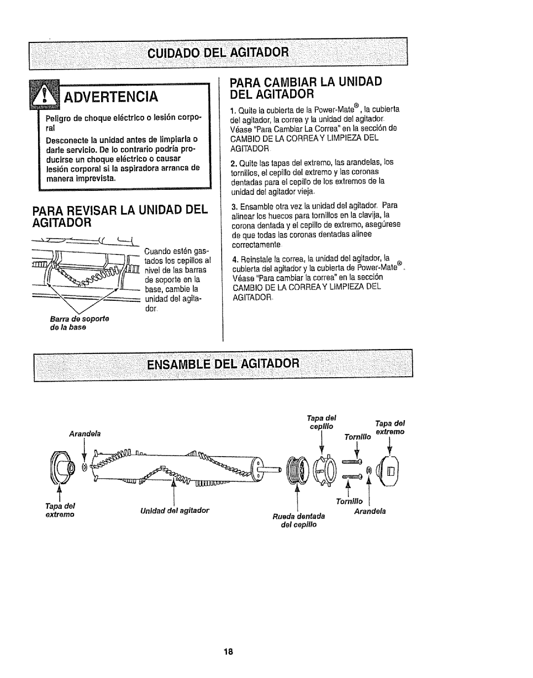 Kenmore 116.22813, 116.22812 owner manual Para Revisar LA Unidad DEL Agitador 