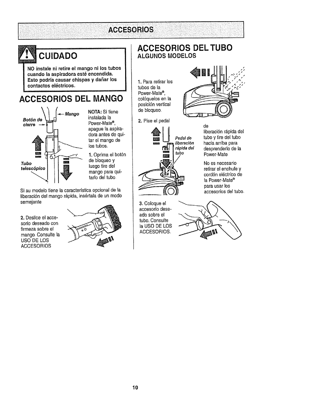 Kenmore 116.22813, 116.22812 Accesorios Del Mango, Accesorios Del Tubo, Algunos Modelos, Tubo=_ telesc6pico ___, #jl__ Ib 