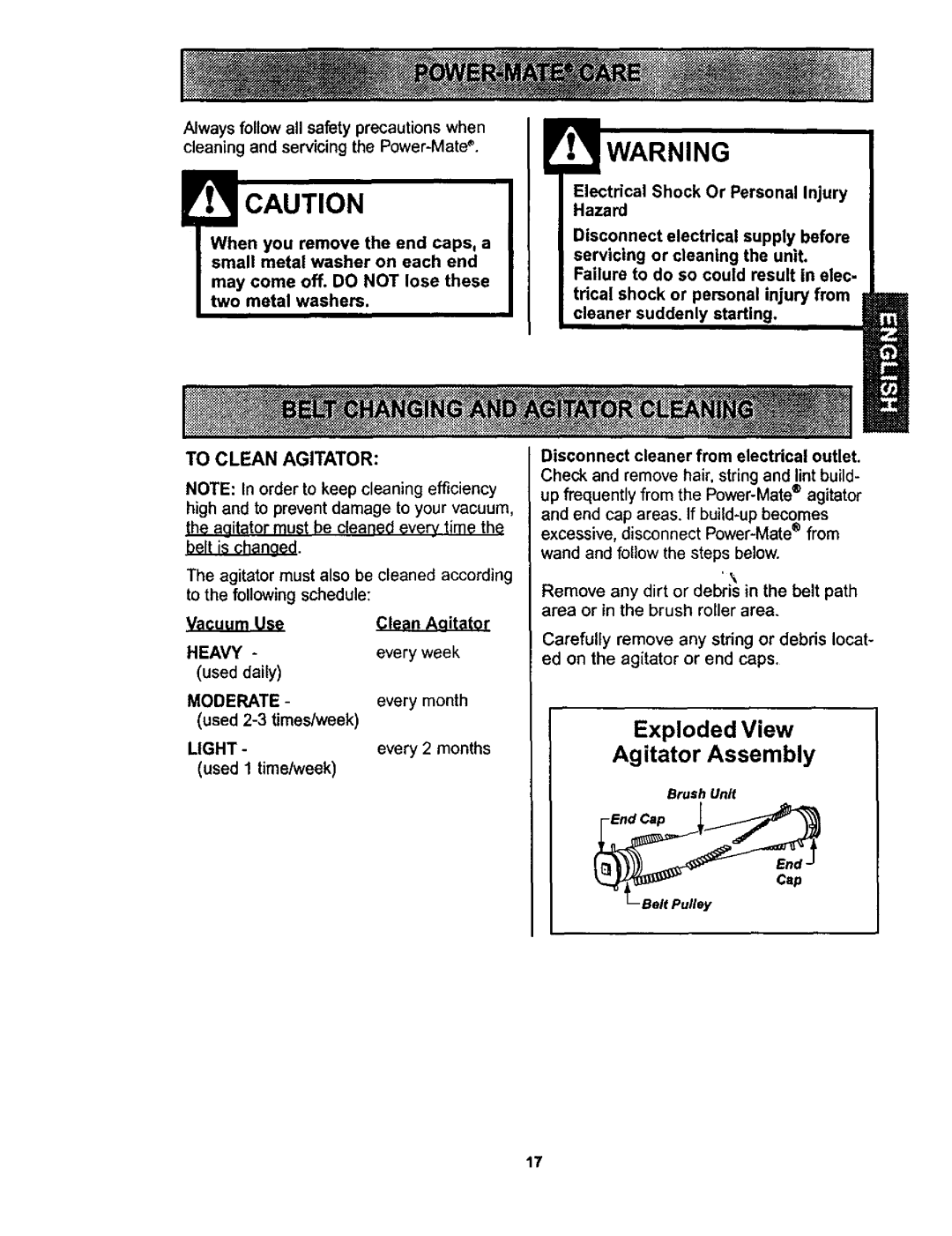 Kenmore 116.22822, 116.22823 owner manual Electrical Shock Or Personal Injury Hazard, Heavy, Moderate, Light 