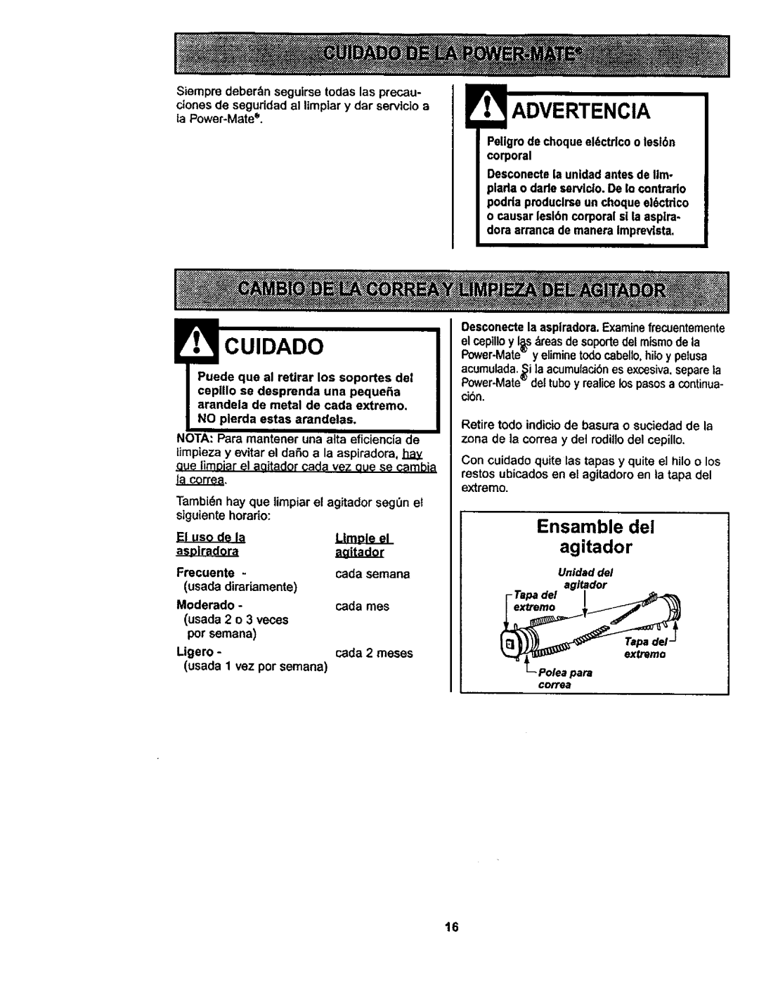 Kenmore 116.22823, 116.22822 owner manual Unldaddel, Agltador, Tapadel 