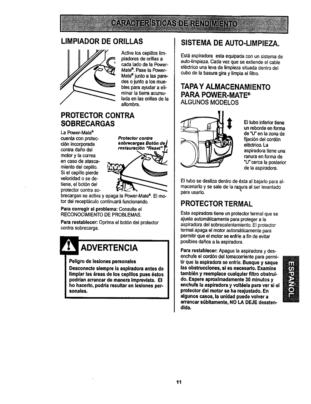 Kenmore 116.22822 Limpiador De Orillas, Protector Contra Sobrecargas, Sistema De Auto-Limpieza, Protector Termal 