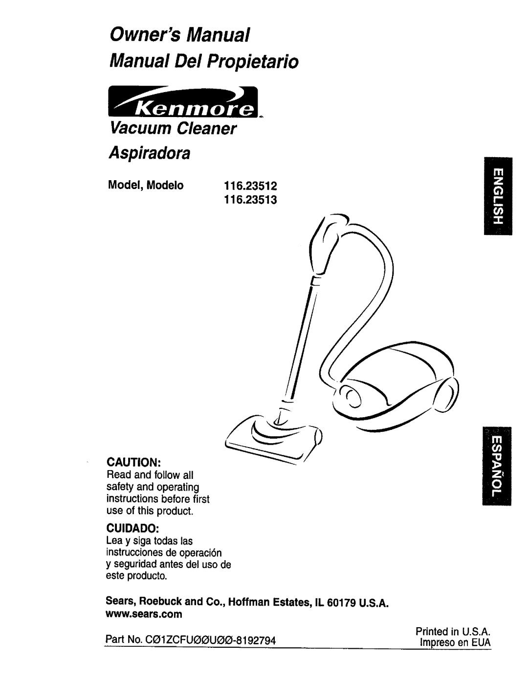 Kenmore 116.23512, 116.23513 owner manual Manual Del Propietario 