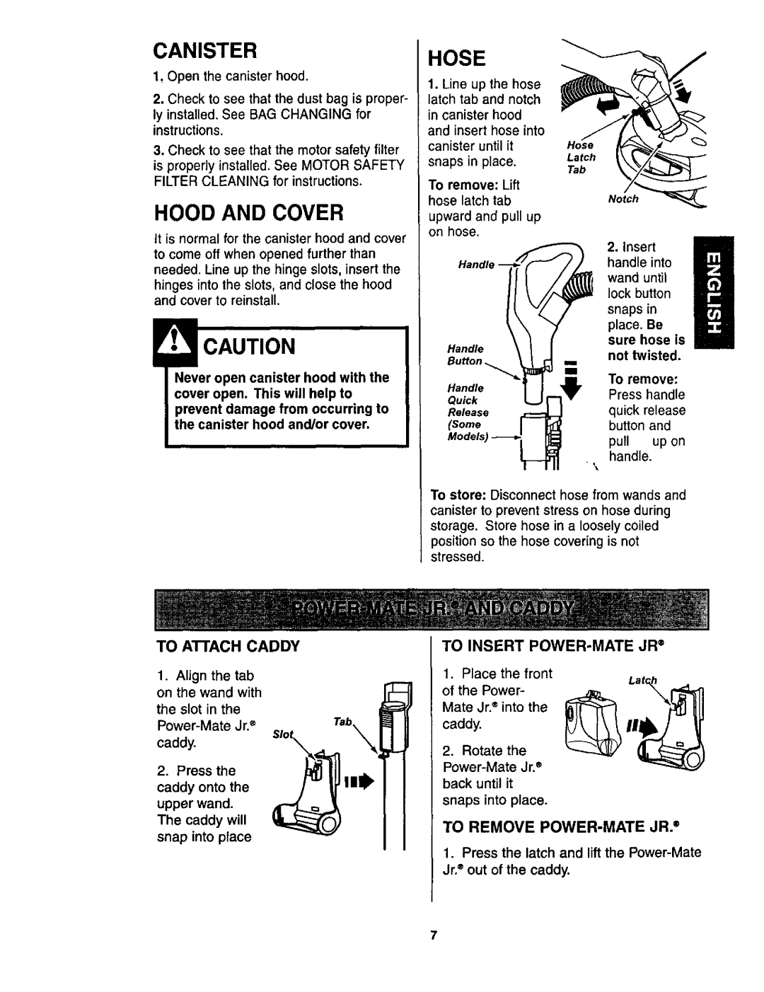 Kenmore 116.23512, 116.23513 owner manual Canister, Hood and Cover 