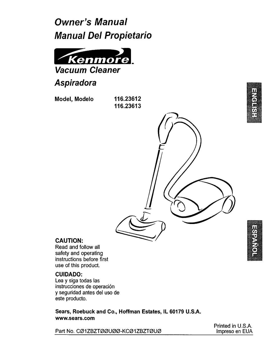 Kenmore 11623613300 owner manual 116.23613, Model, Modelo116.23612, Read and follow all, use of this product, Cuidado 