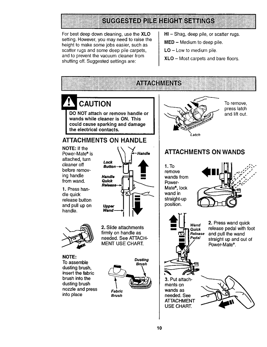 Kenmore 116.24614 owner manual Attachments on Handle, Brush into 