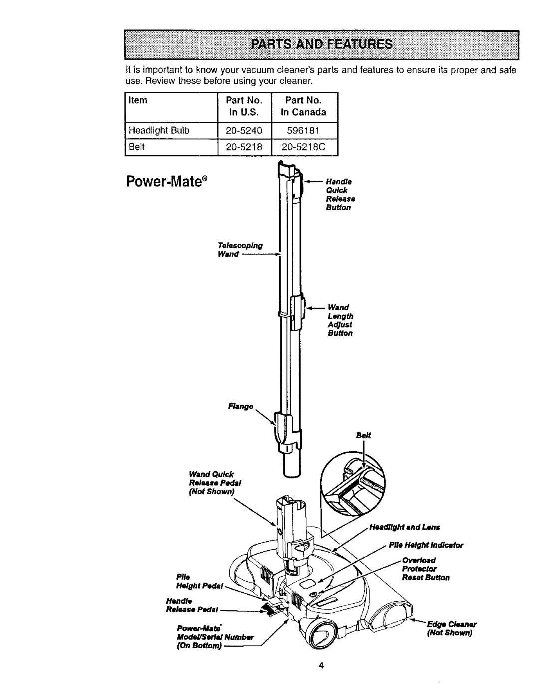 Kenmore 116.24614 owner manual Power-Mate 