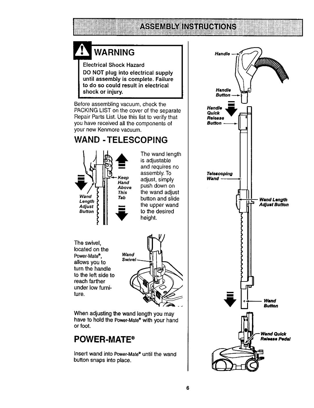 Kenmore 116.24614 owner manual Power-Mate 