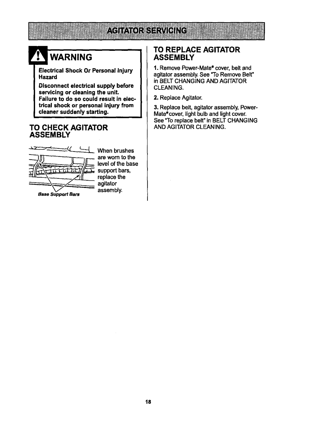 Kenmore 116.25512, 116.25513 owner manual To Check Agitator Assembly, To Replace Agitator Assembly, Cleaning 