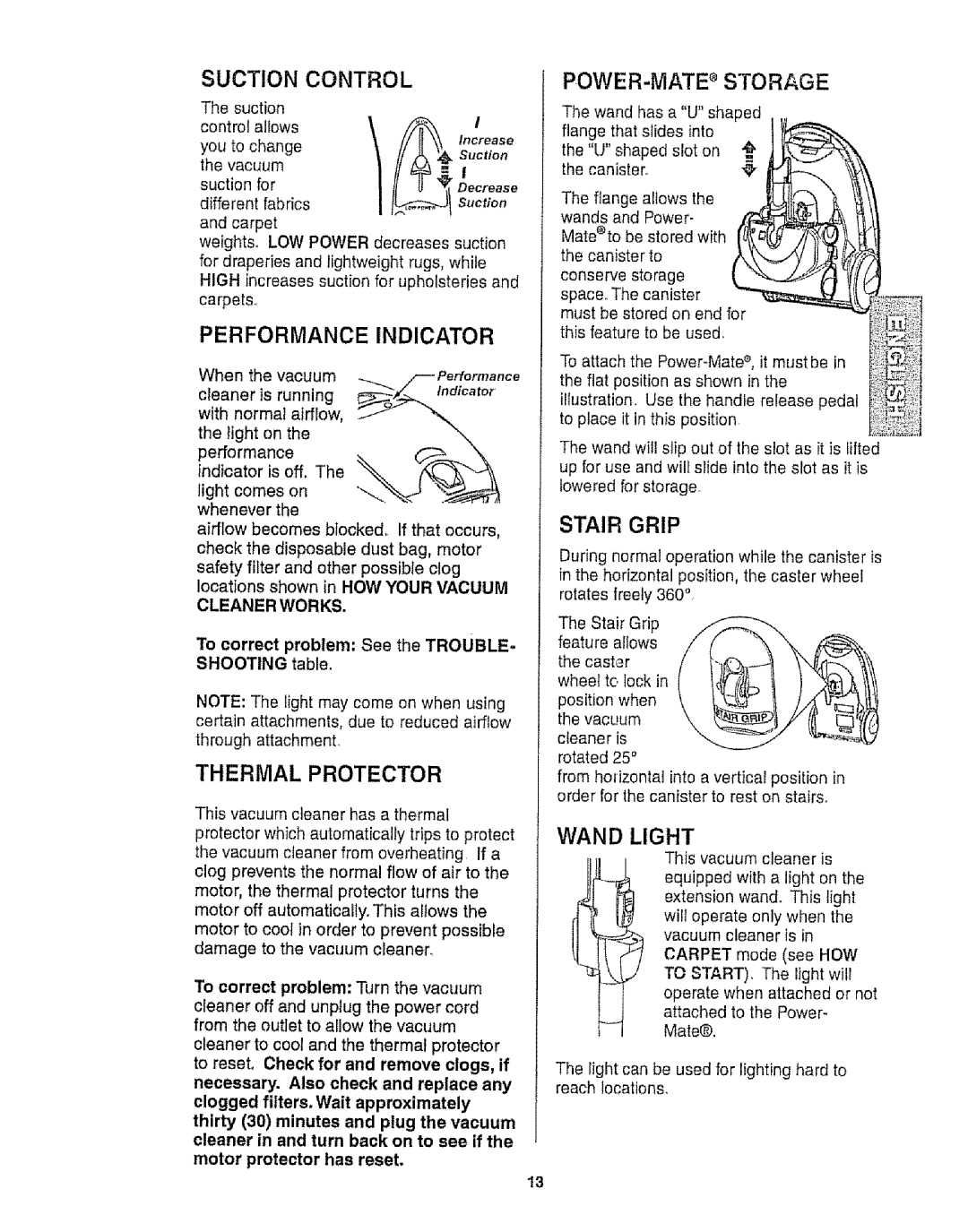 Kenmore 116.25812 owner manual Suction Control 