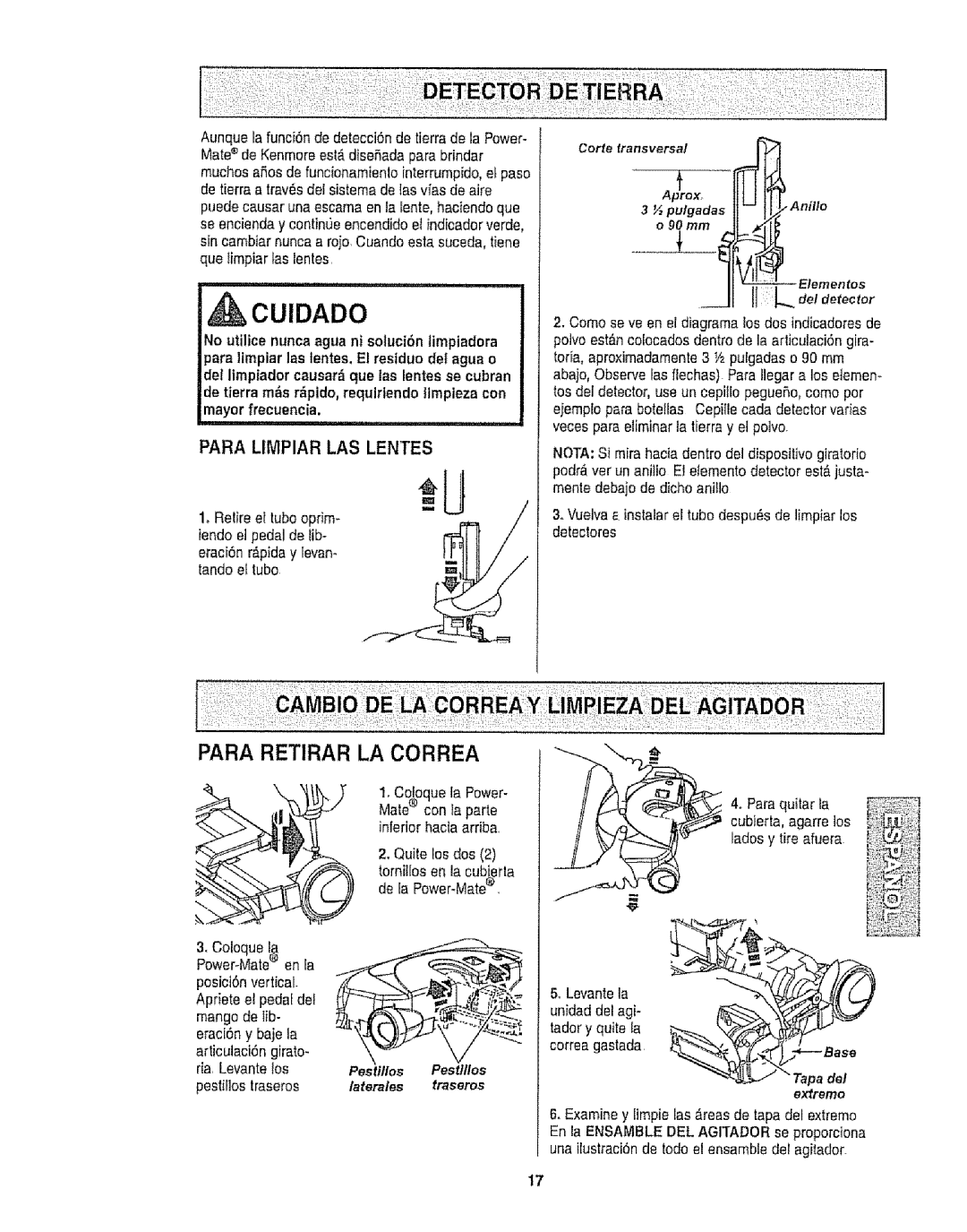 Kenmore 116.25812 owner manual Pestitles Pesttlles, Levantela unidad del agi, Extremo 