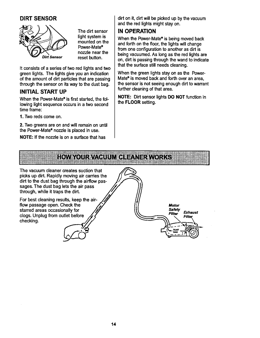 Kenmore 116.25914, 116.25915 owner manual Dirt Sensor 