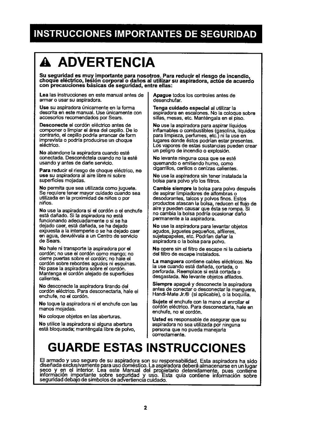 Kenmore 116.25914, 116.25915 owner manual Advertencia, Apague todos los contolesantes do desenchufar 