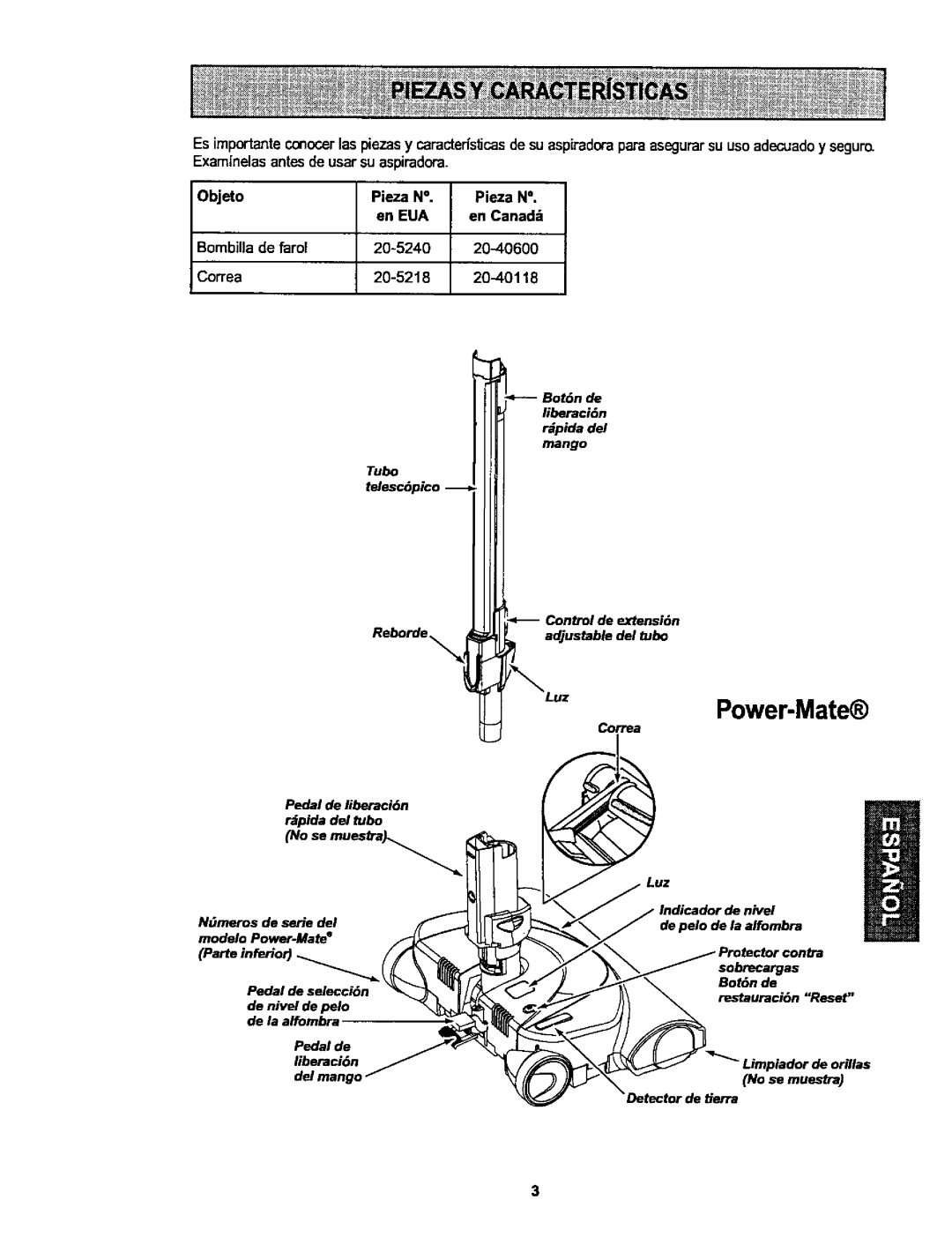 Kenmore 116.25915, 116.25914 owner manual Tube telesc6pico 