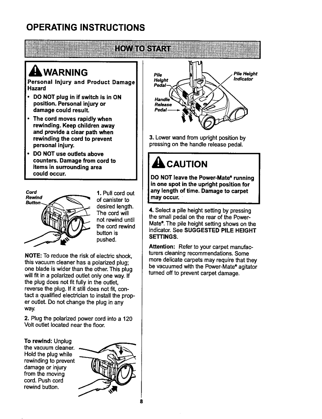 Kenmore 116.25914, 116.25915 owner manual Operating Instructions, Serings 