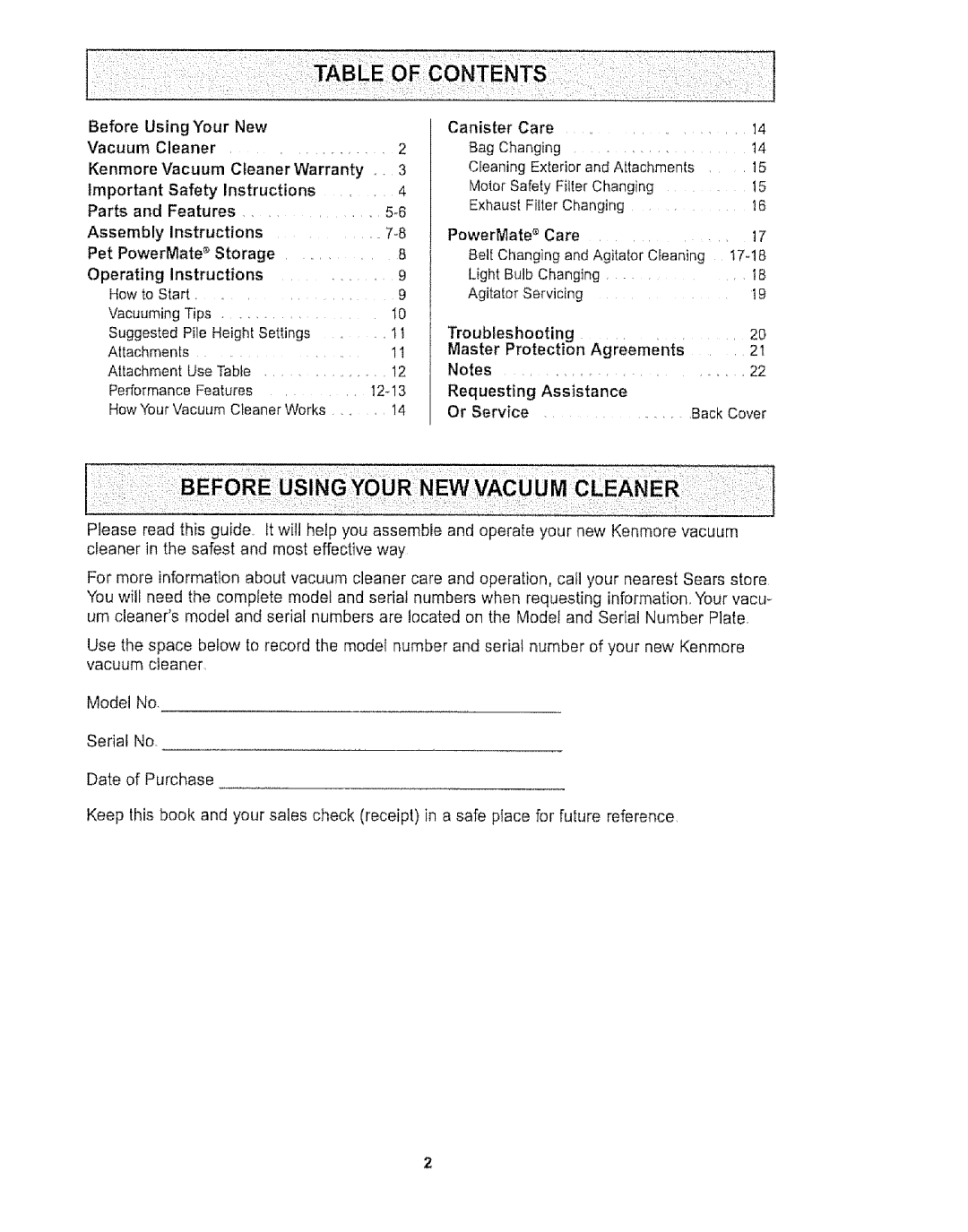 Kenmore 116.27515, 116.27514 owner manual Vacuuming Tips Suggested 