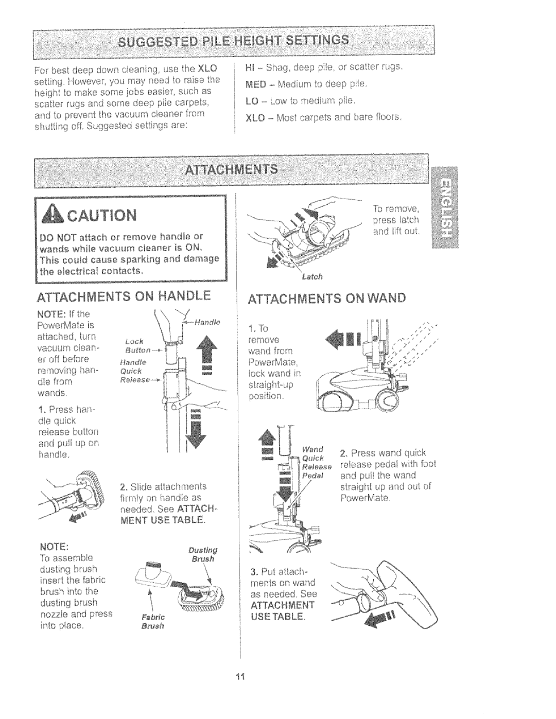 Kenmore 116.27614, 116.27615 owner manual Attachments OH Hahdle, @nme, Fsbr@ Brush 