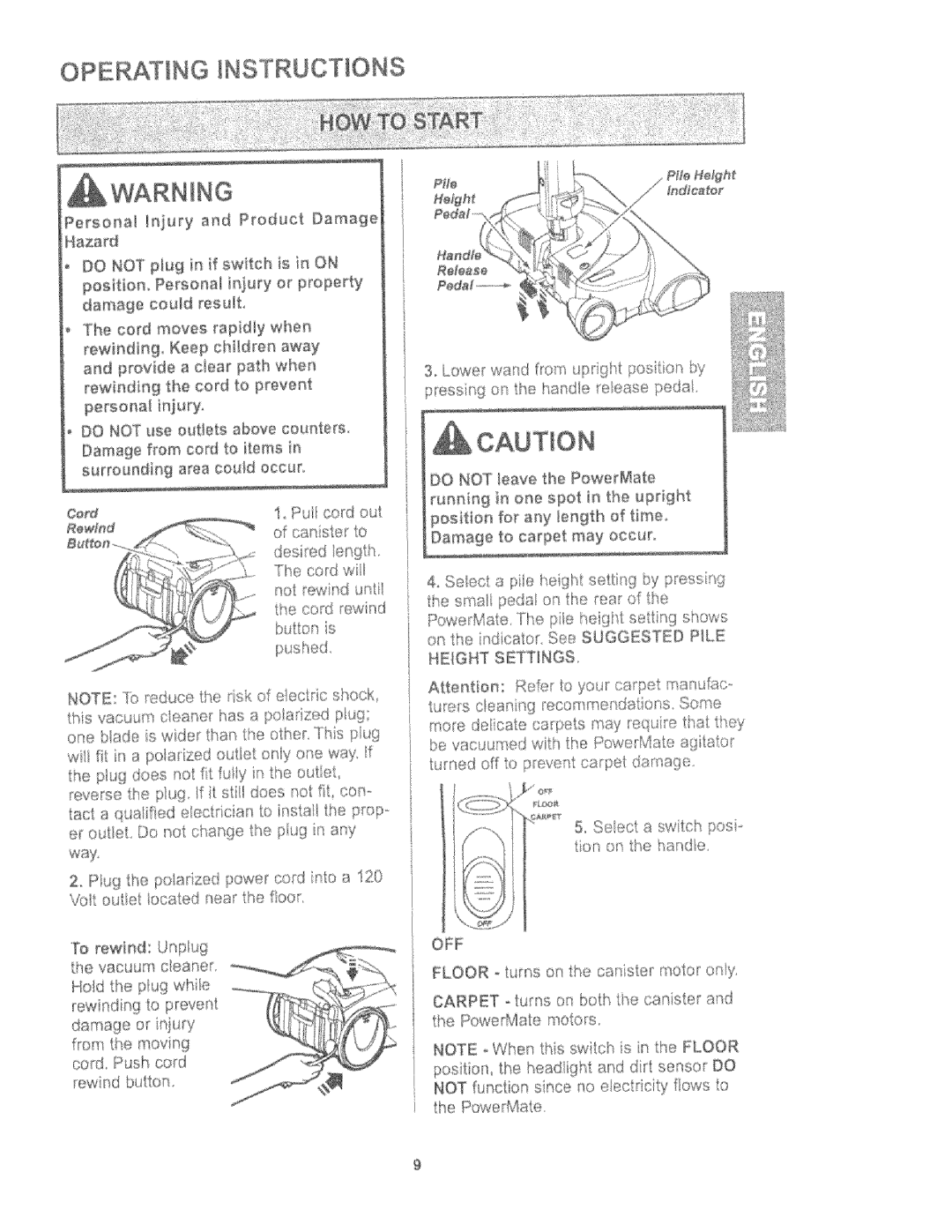 Kenmore 116.27614, 116.27615 owner manual Operating Nstruct ONS, Rew£ad 