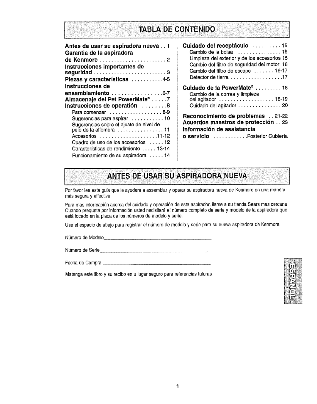 Kenmore 116.28014 Receptdculo, Reconocimlento de problemas, Acuerdos Maestros de protecci6n, Informacl6n De assistancia 