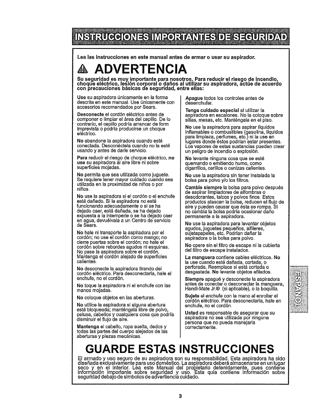 Kenmore 116.28014, 116.28015 owner manual Advertencia, Apague todos los controlesantes de desenchufar 