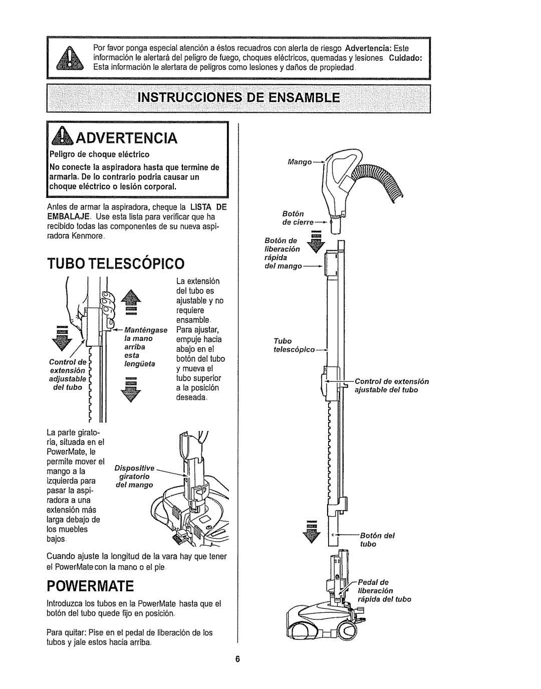 Kenmore 116.28615 owner manual Powermate, Ase 