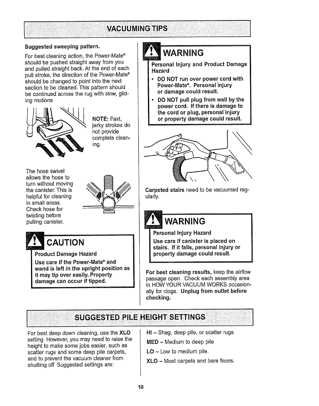 Kenmore 116.29912 owner manual Suggested sweeping pattern 