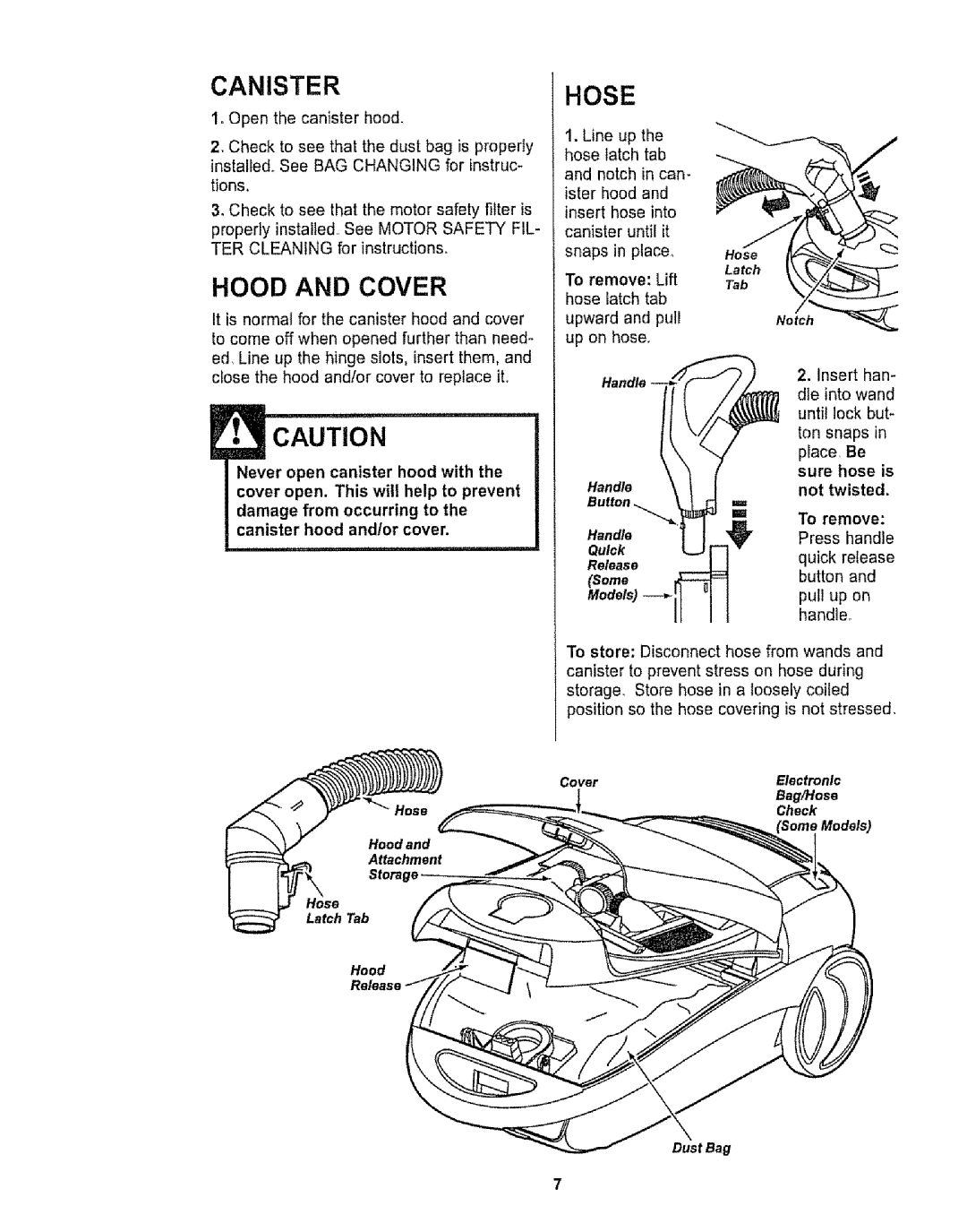 Kenmore 116.29912 owner manual Hood and Cover, Handle, Some, Not twisted = To remove 