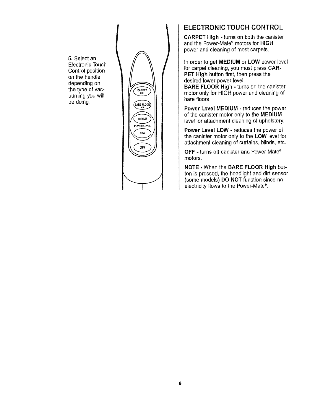 Kenmore 116.29912 owner manual Electronic Touch Control 