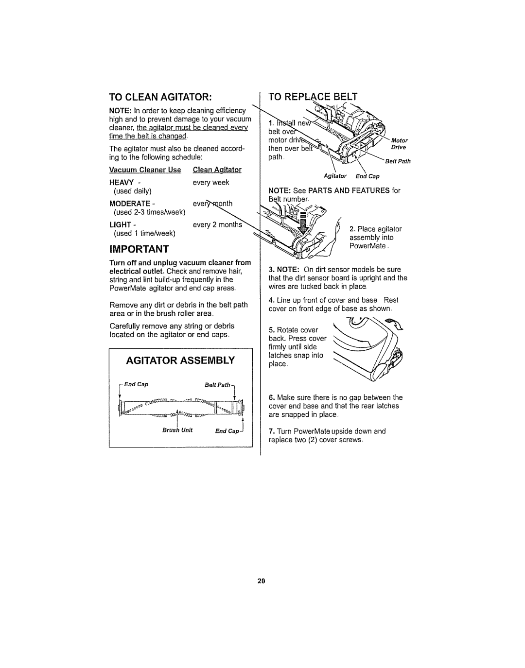 Kenmore 116.29915, 116.29914 manual To Clean Agitator, Agitator Assembly 