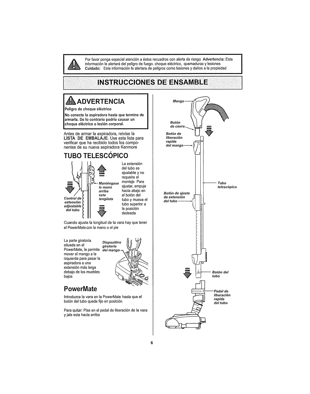 Kenmore 116.29915, 116.29914 manual Arrtb, Control de, Fenggeta, Adjustable 