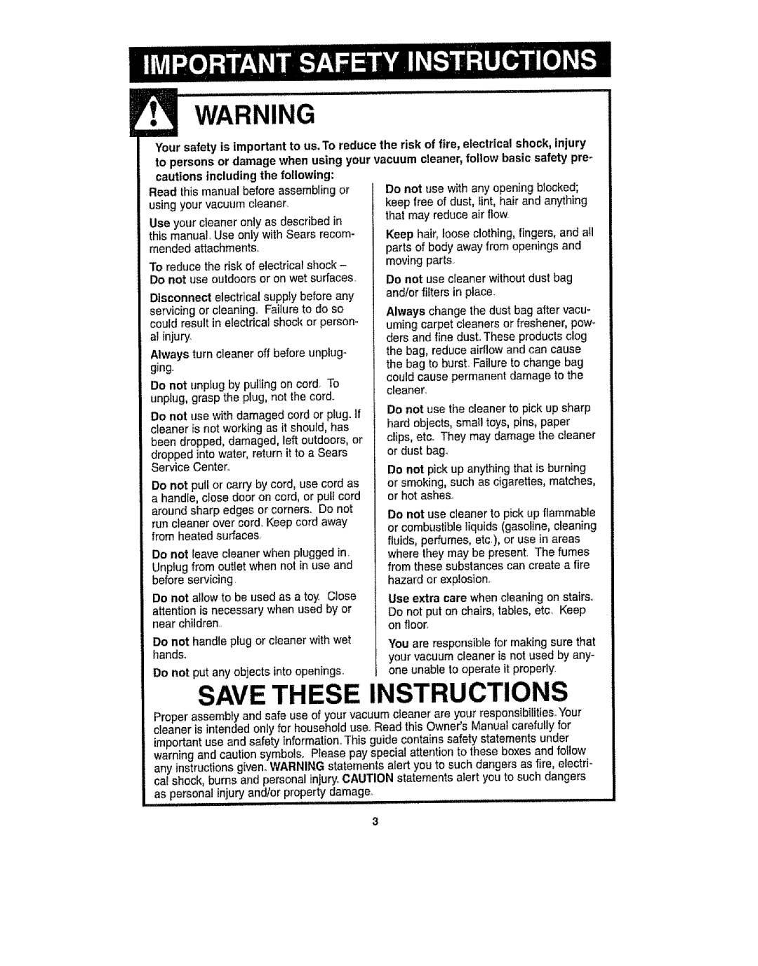 Kenmore 116.30912 manual Disconnect electrical supply before any, Al injury 