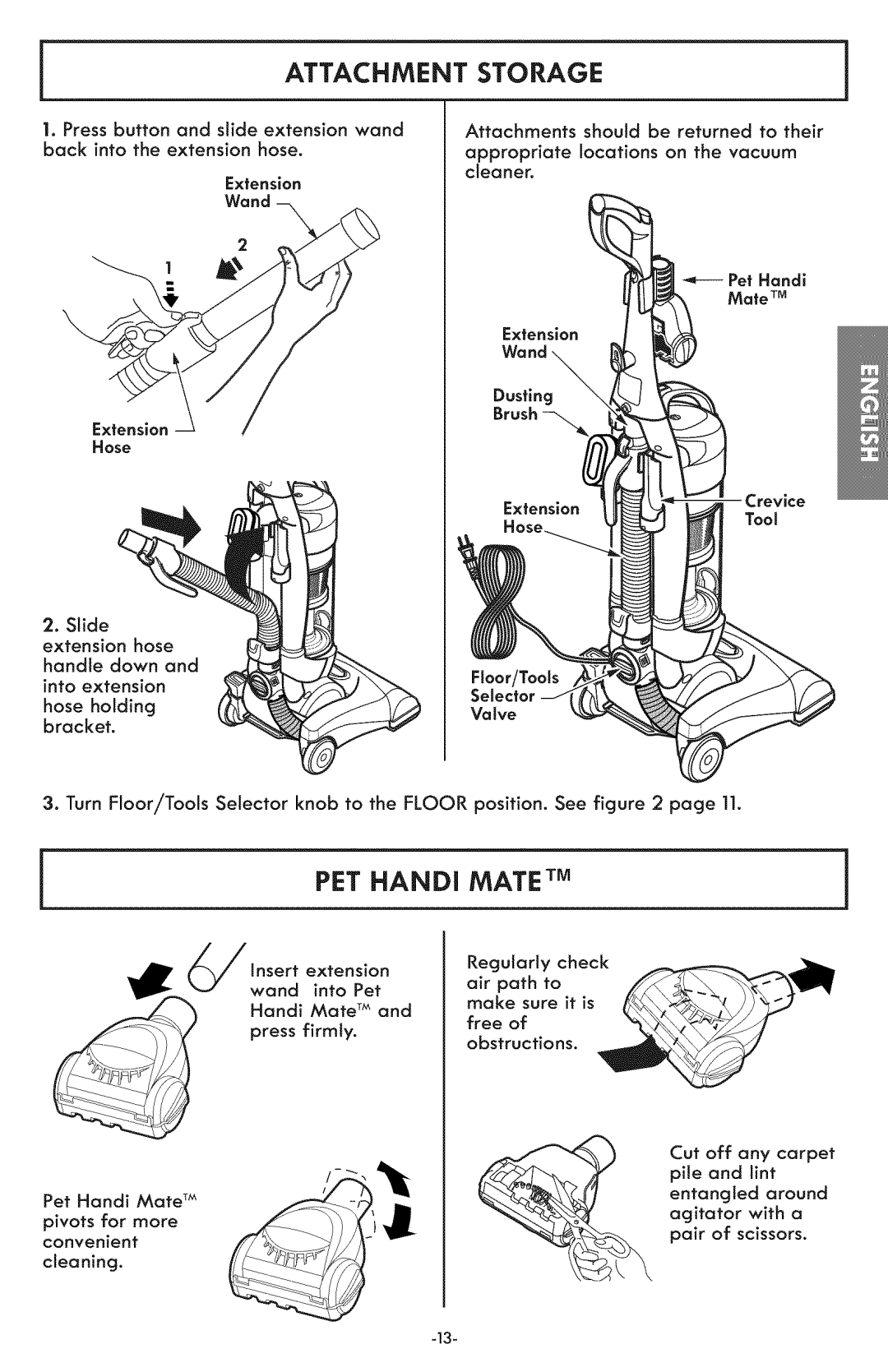 Kenmore 116.31591 manual Attachment Storage, PET Handi, Mate TM 