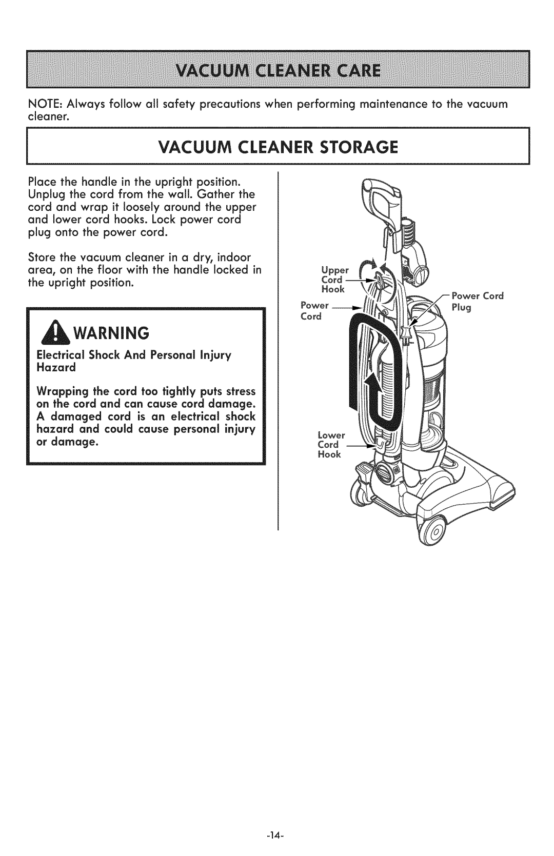 Kenmore 116.31591 manual Vacuun Clean ER Storagf 