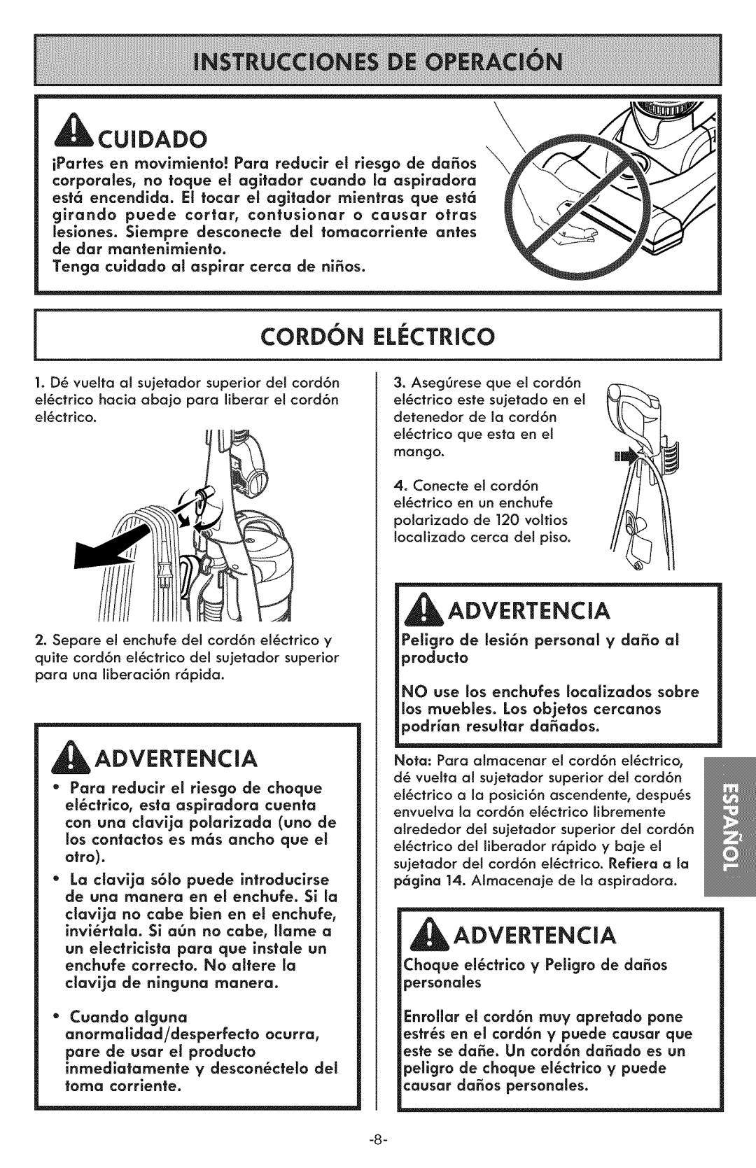 Kenmore 116.31591 manual Cordon Elctrico, Advertencia 