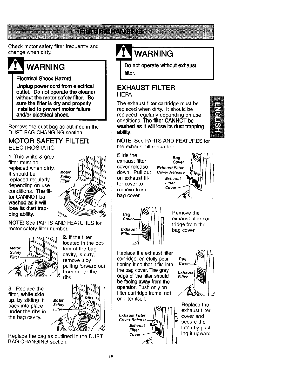 Kenmore 116.31613, 632 Motor Safety Filter, Exhaust Filter, Washed as it will lose its dust trapping ability, Filler 