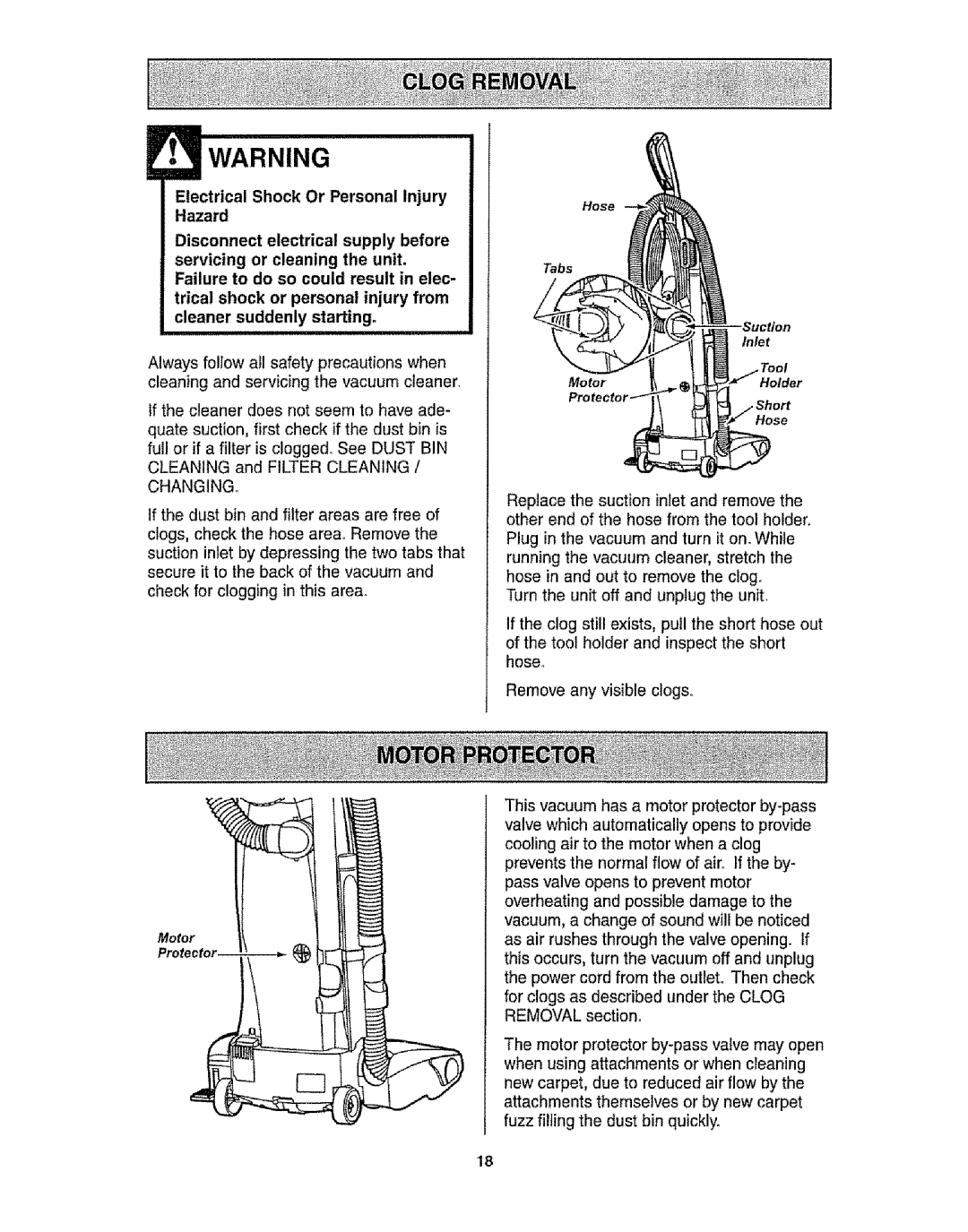 Kenmore 116.31721 owner manual Changing, Inlet 