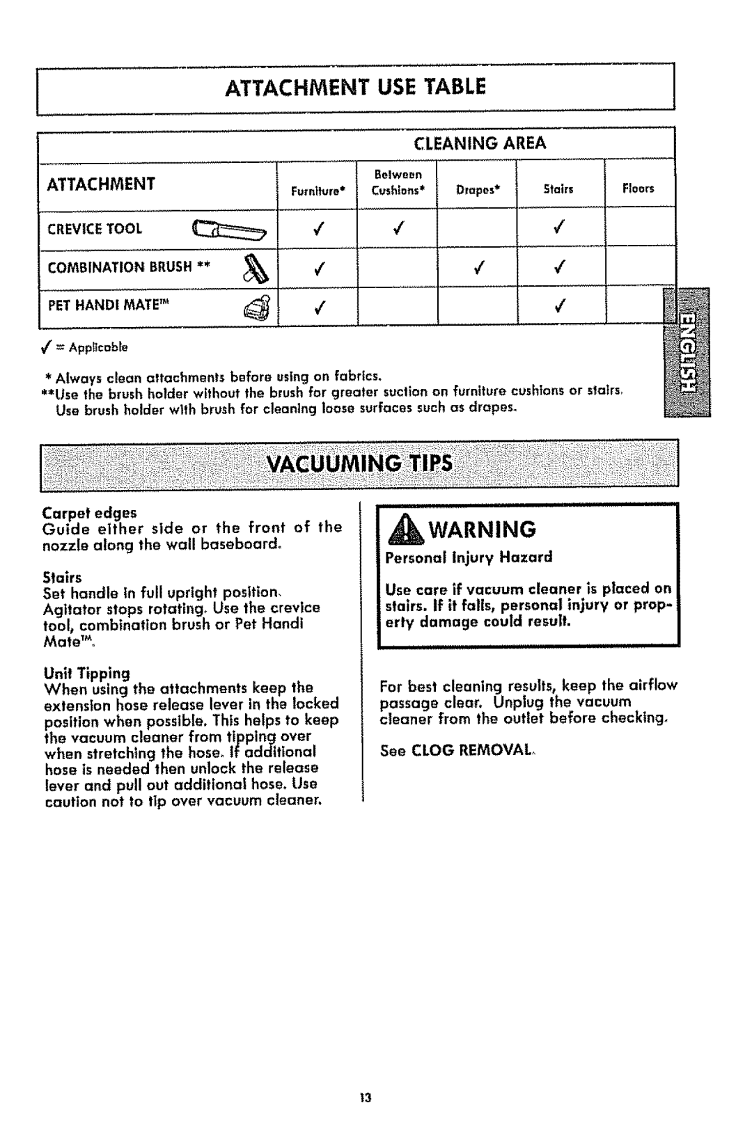 Kenmore 116.3181 manual Attachment USE Table, Pethand/Mate 