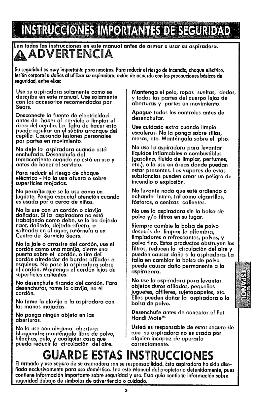 Kenmore 116.3181 manual Advertencia, Guardeestasinstrucciones 