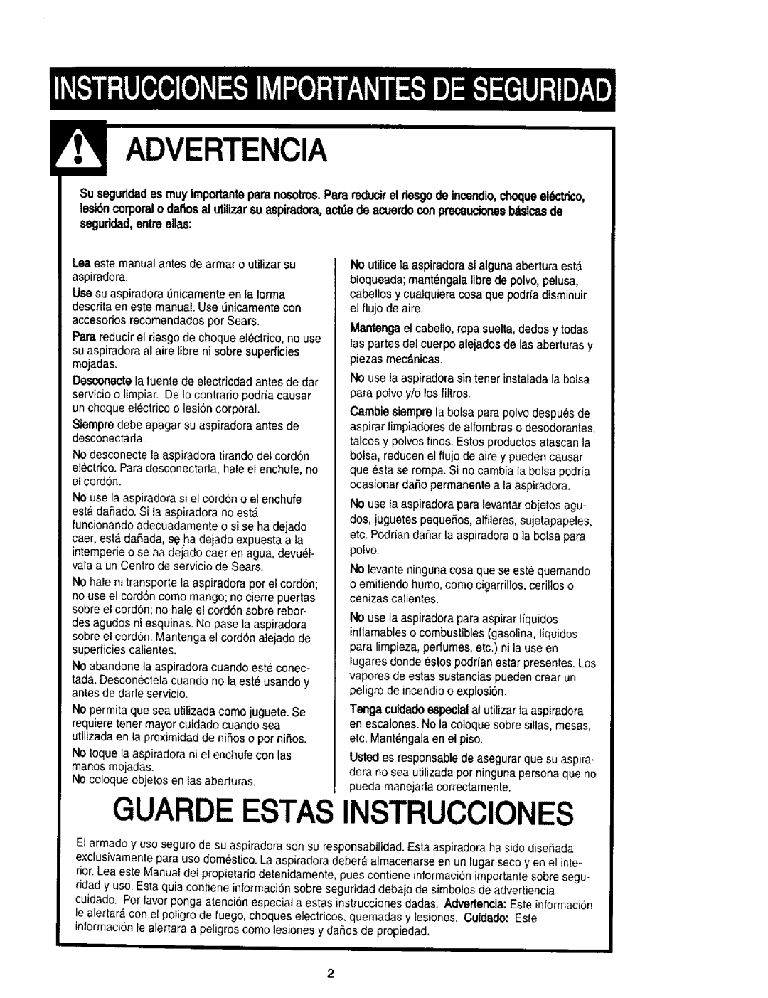 Kenmore 116.31912, 116.31913 owner manual Guarde Estas INSTRUCClONES, Lea este manual antes de armar o utilizarsu aspiradora 