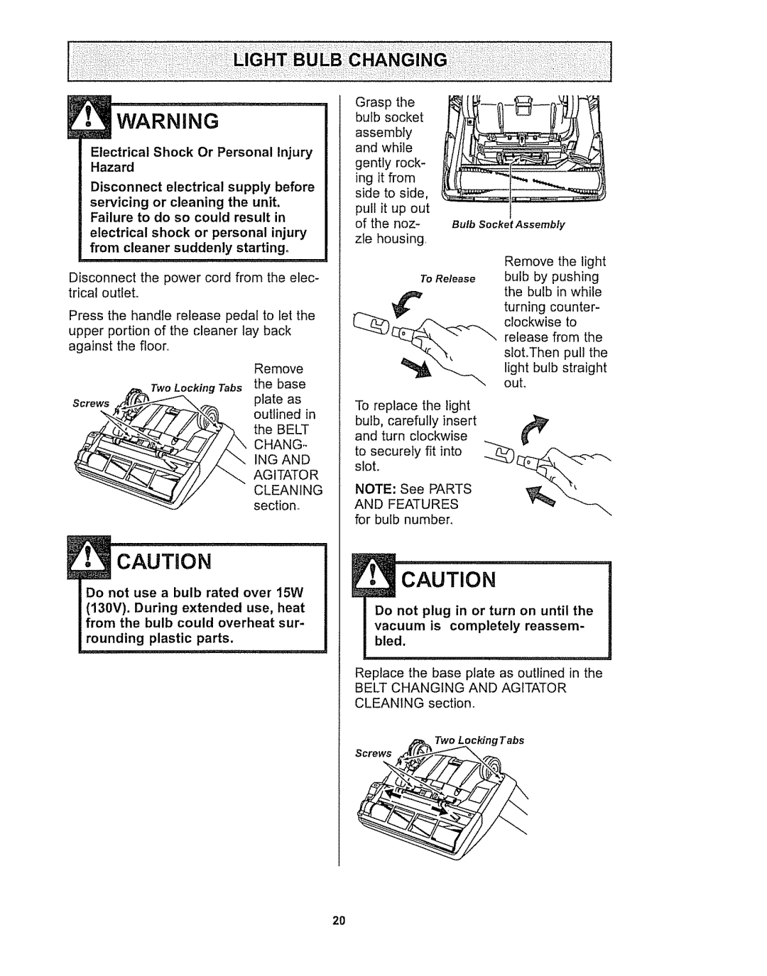 Kenmore 116.32289, 116.32189 owner manual Hazard 